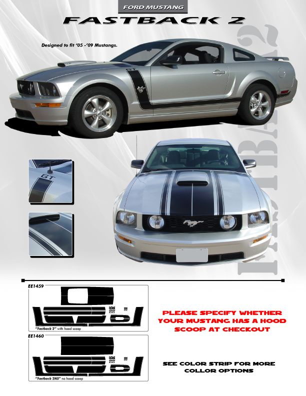 EE1459 EE1460 2005 2006 2007 2008 2009 Ford Mustang Fastback 2 3M Scotchcal Vinyl Graphics Racing Stripes