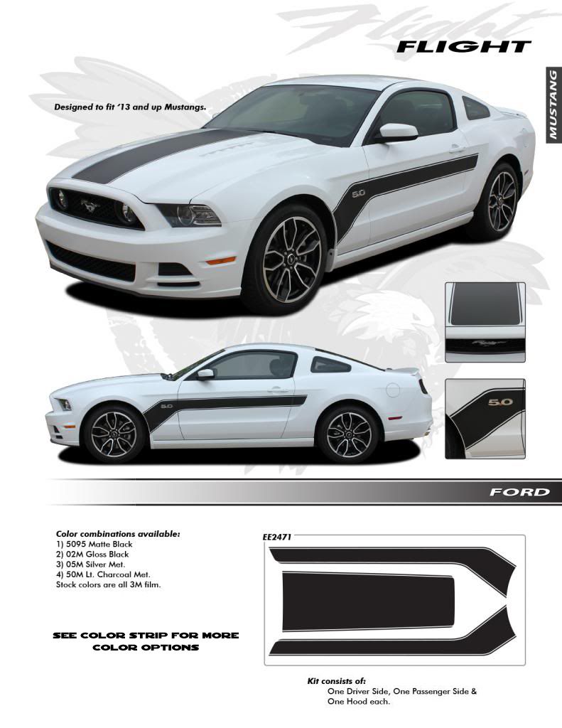 EE2471 2013 2014 2015 2016 Ford Mustang Flight 3M Scotchcal Vinyl Graphics Decals High Performance Automotive Racing Stripes
