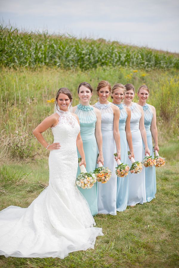 blue  bridesmaids dresses