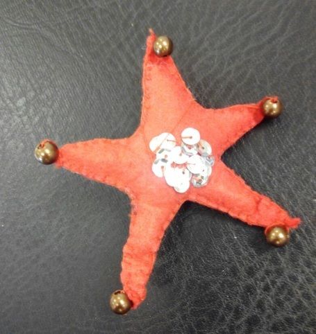 Espectacular broche en forma de estrella, realizado por una de las participantes del taller
